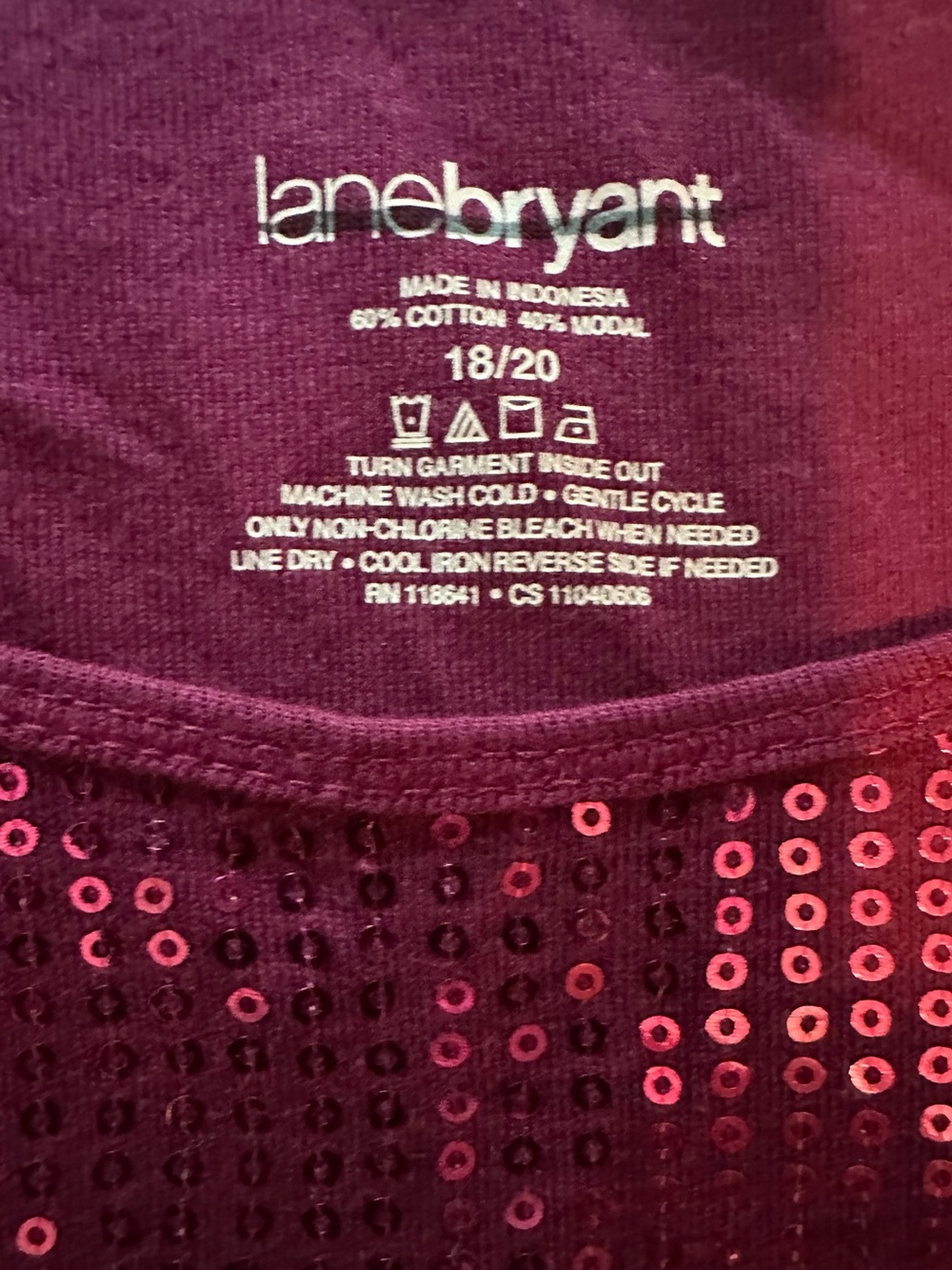 Lane Bryant size 18/20 Sleeveless Sequin Tank Top - Fuchsia - Picture 5 of 5